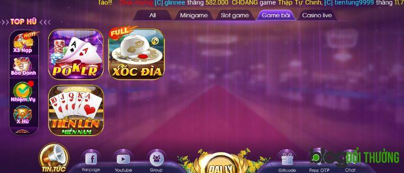 Hệ thống game bài dù ít nhưng chất lượng