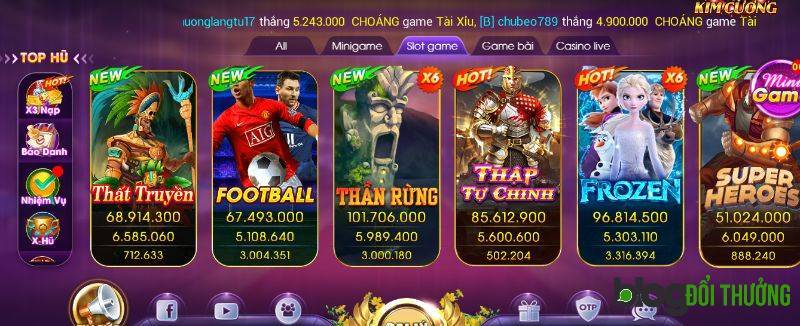 Khu vực slot với các tựa game chưa từng xuất hiện trên thị trường