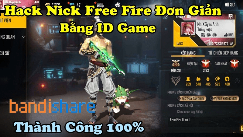 Hack nick Free Fire bằng ID Game chất lượng