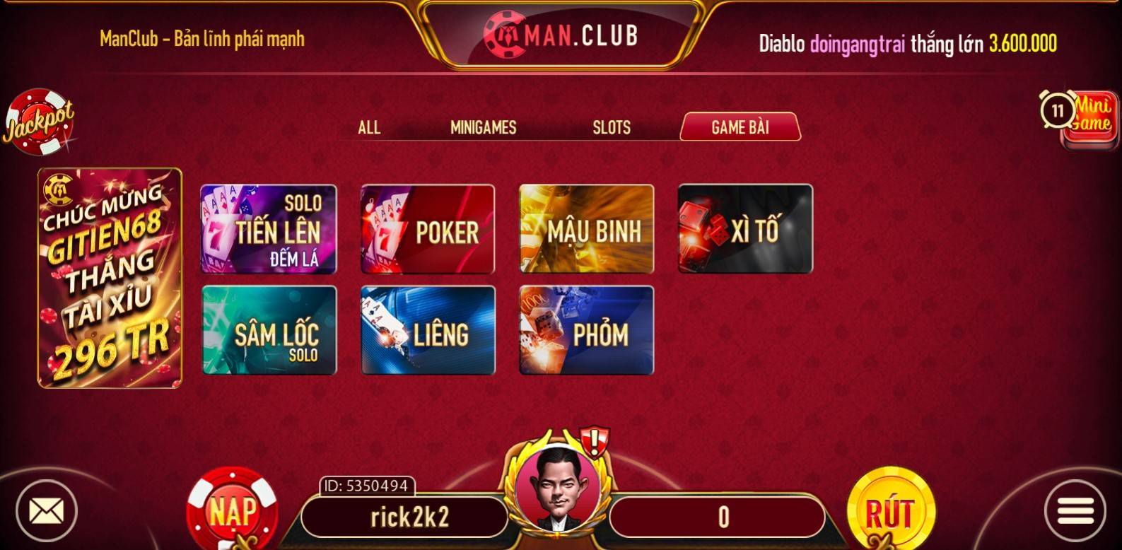 Game bài tại Man Club